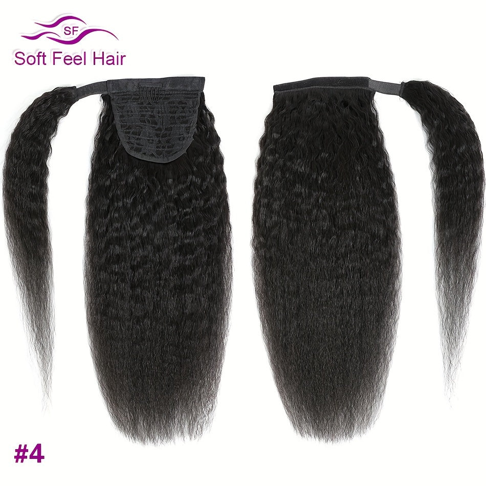 Kinky Straight Human Hair Wrap-Around Ponytail Extension