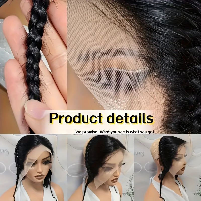 13x4 Lace Front Clip Free Human Hair Front 1B Natural Black Straight Hair, Seamless Fusion, Hair Line Design Background Breathable Lace, Compatible With Headband, Suitable For All Races, Scalp Hair Patches, Realistic Hai
