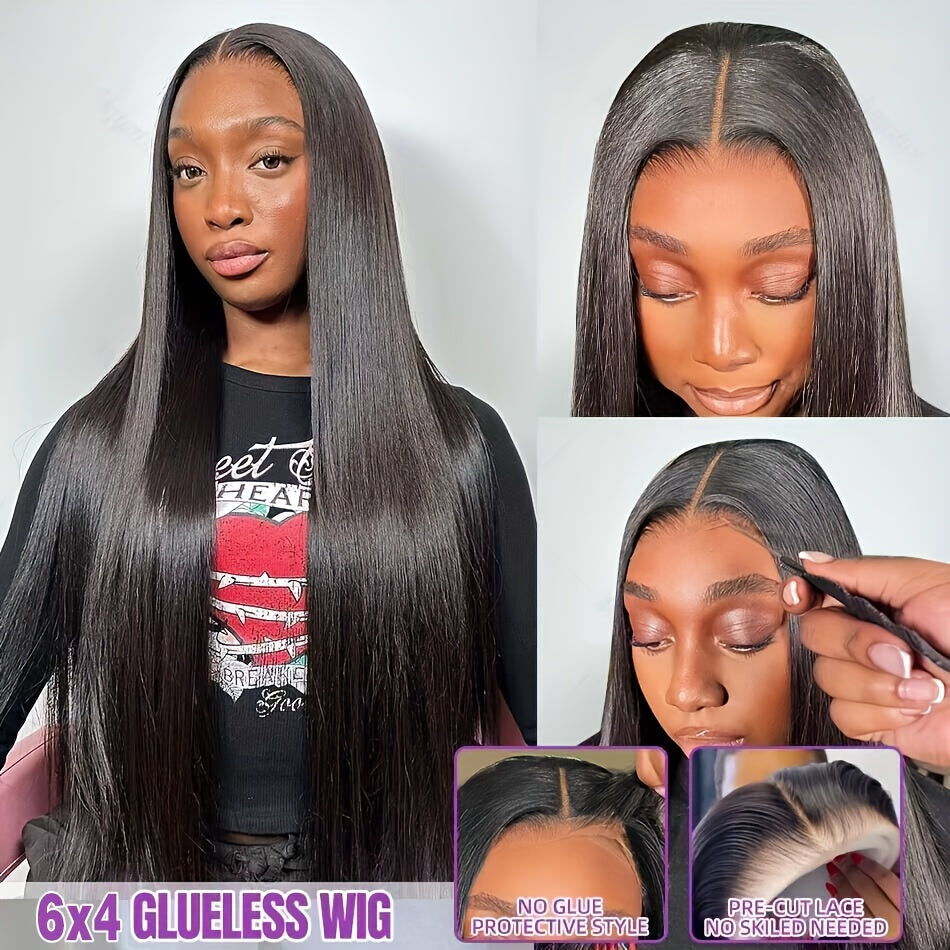 Ready-to-Wear Straight Glueless Human Hair Wig – 200% Density