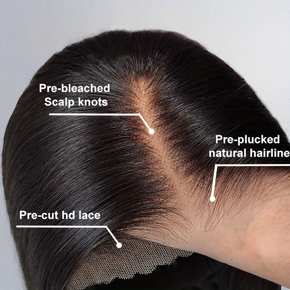 250% Density Glueless Wig – 13x4 HD Lace Front, Pre-Plucked, Bye Bye Knots, Straight Human Hair