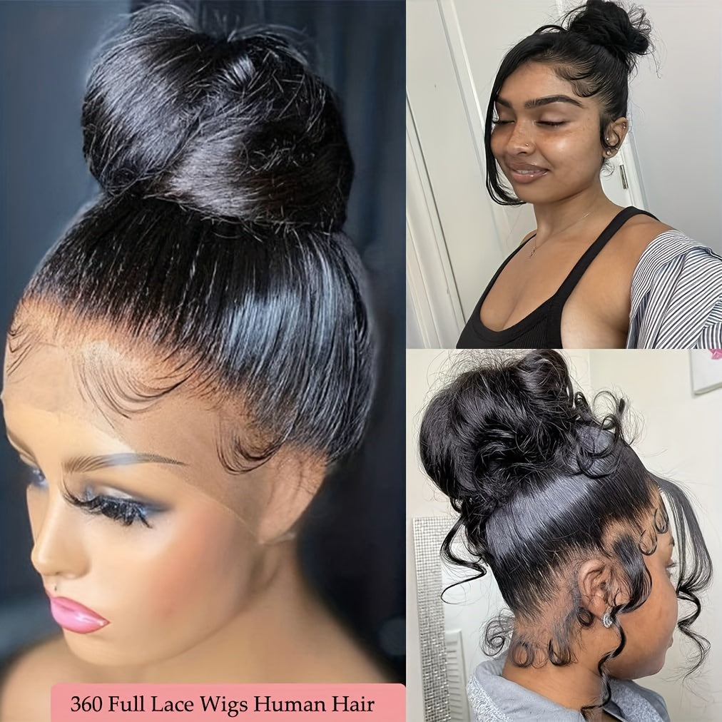 360 Lace Front Wigs Human Hair Pre Plucked Body Wave 360 Full Lace Frontal Human Hair Wigs for Women Hd Lace Wig with Hair Around Natural Color, Lace Front Wig, Ready to Wear Human Hair Wigs, Human Hair Wigs for Women Glueles
