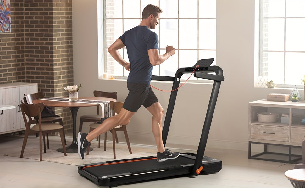 2-in-1 Foldable Under-Desk Treadmill – 300 lb Capacity | Walking Pad & Running Machine | Installation-Free | Black
