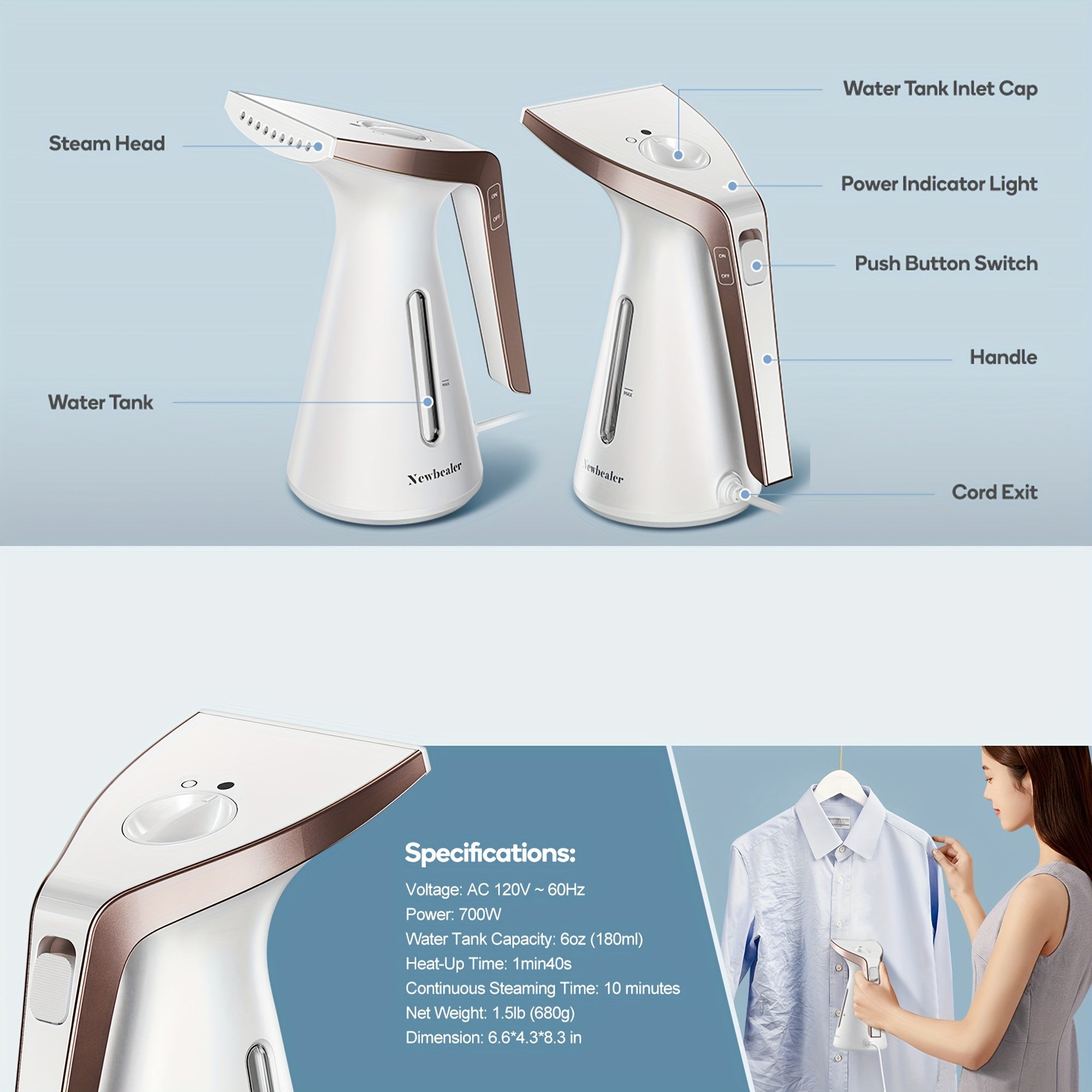 Portable Mini Steam Iron for Trave and Quick Wrinkle Removal