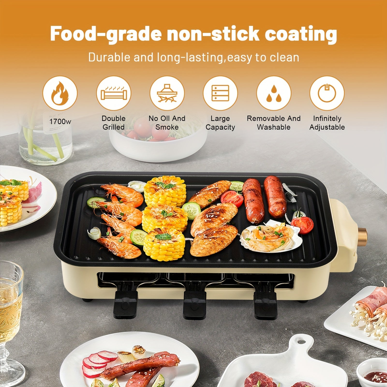 Smokeless Electric Indoor Grill – 2-in-1 Non-Stick Grill & Griddle for Home Cooking