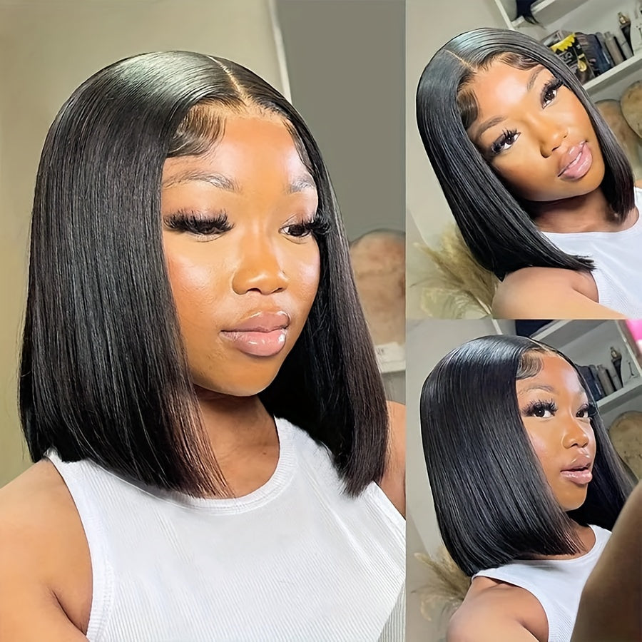 Glueless HD Lace Front Wig – Brazilian Straight Human Hair, 4x4 Closure, 150% Density