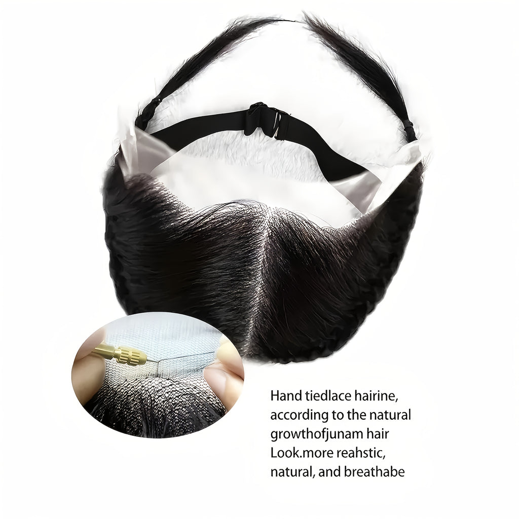 13x4 Lace Front Clip Free Human Hair Front 1B Natural Black Straight Hair, Seamless Fusion, Hair Line Design Background Breathable Lace, Compatible With Headband, Suitable For All Races, Scalp Hair Patches, Realistic Hai