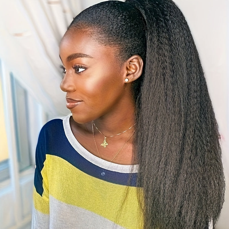Kinky Straight Human Hair Wrap-Around Ponytail Extension
