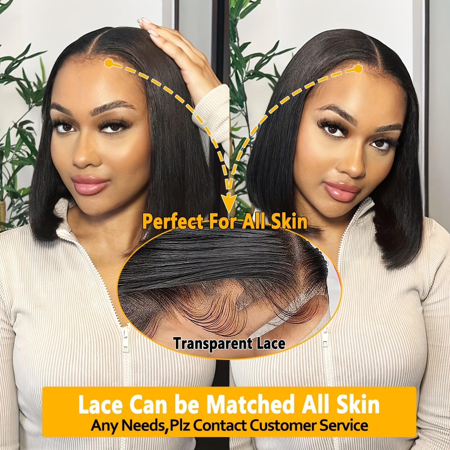 No-Glue HD Lace Bob Wig – 13x4 Transparent Lace, 180% Density