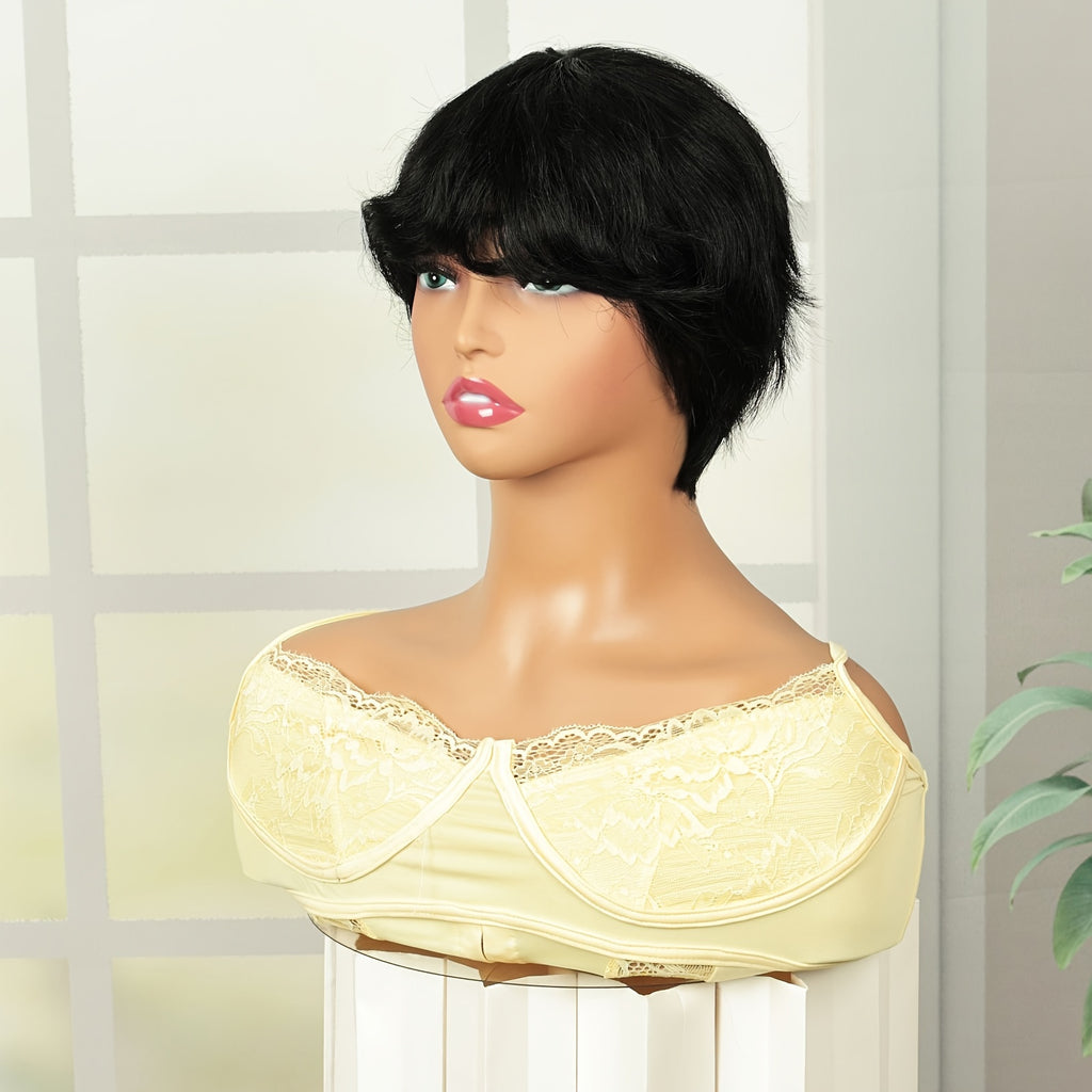 Glueless Pixie Bob Human Hair Wig – Pre-Plucked