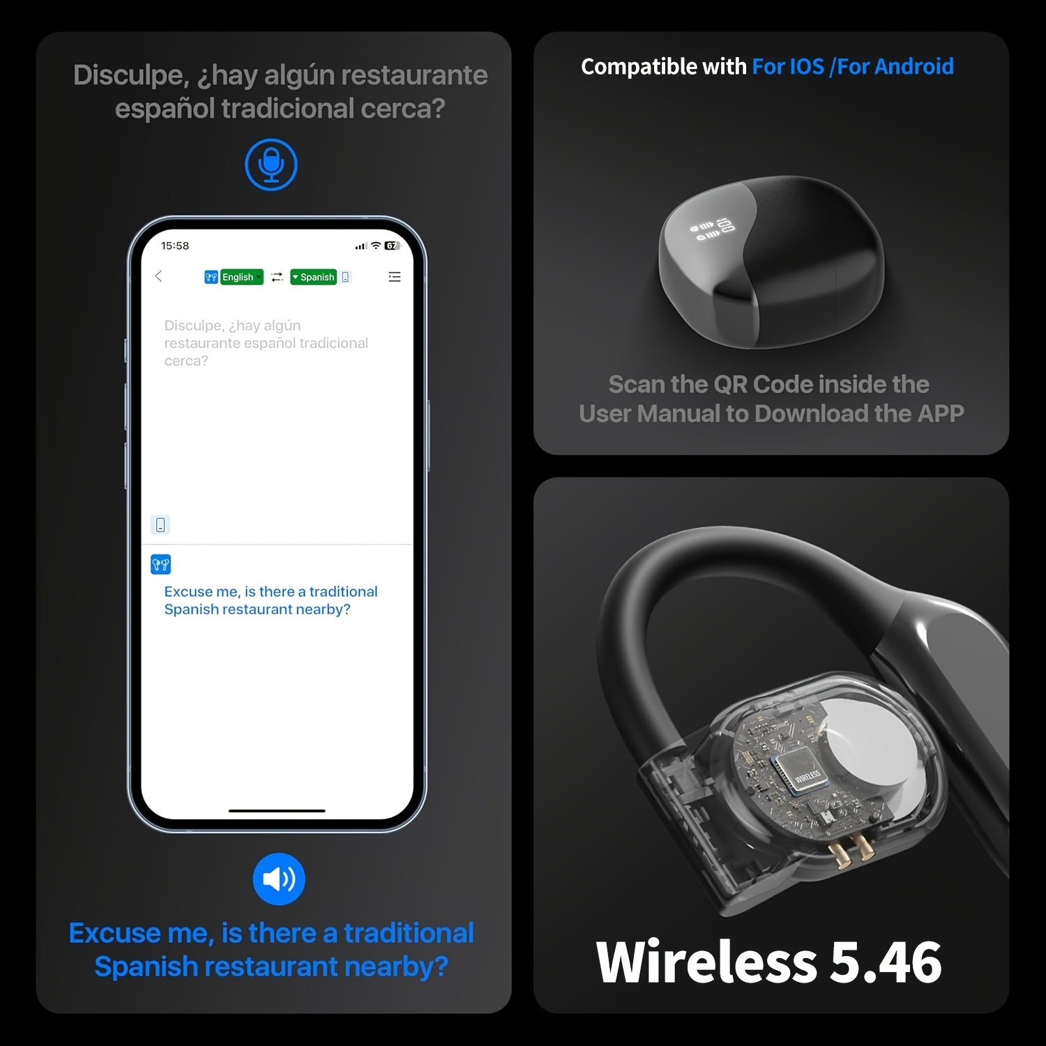 OURLIFE AI Translation Earbuds – Wireless
