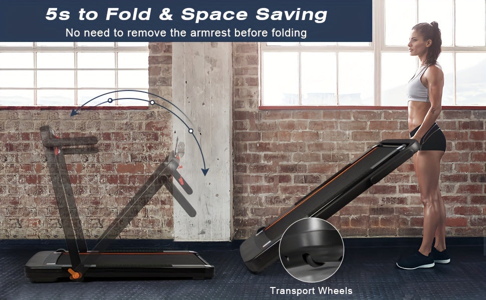 2-in-1 Foldable Under-Desk Treadmill – 300 lb Capacity | Walking Pad & Running Machine | Installation-Free | Black