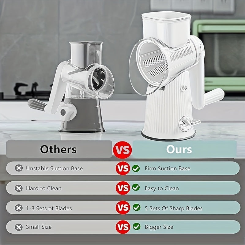 5-in-1 Manual Rotary Cheese Grater & Slicer