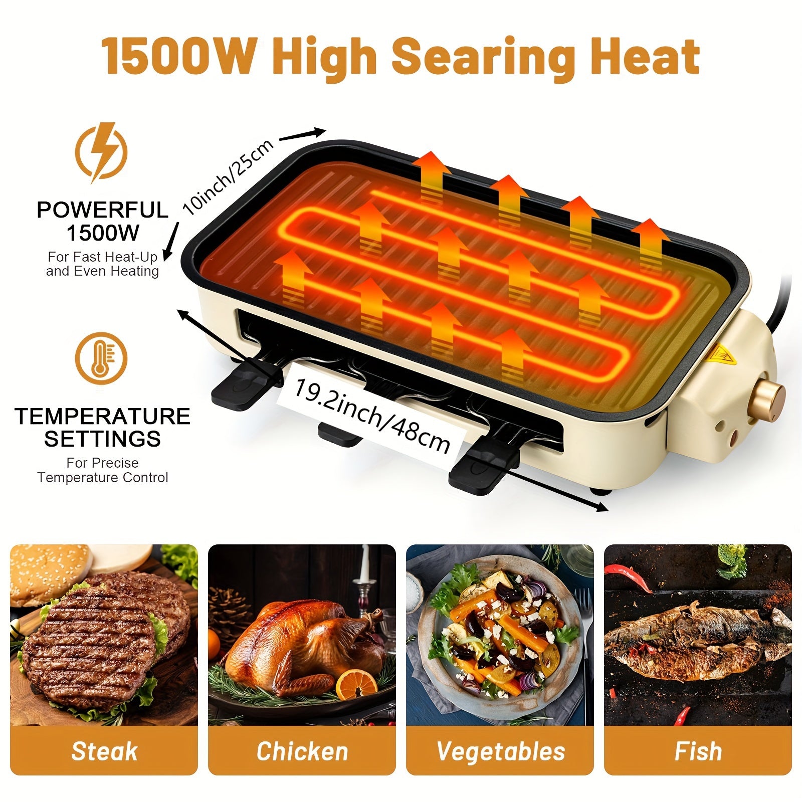Smokeless Electric Indoor Grill – 2-in-1 Non-Stick Grill & Griddle for Home Cooking