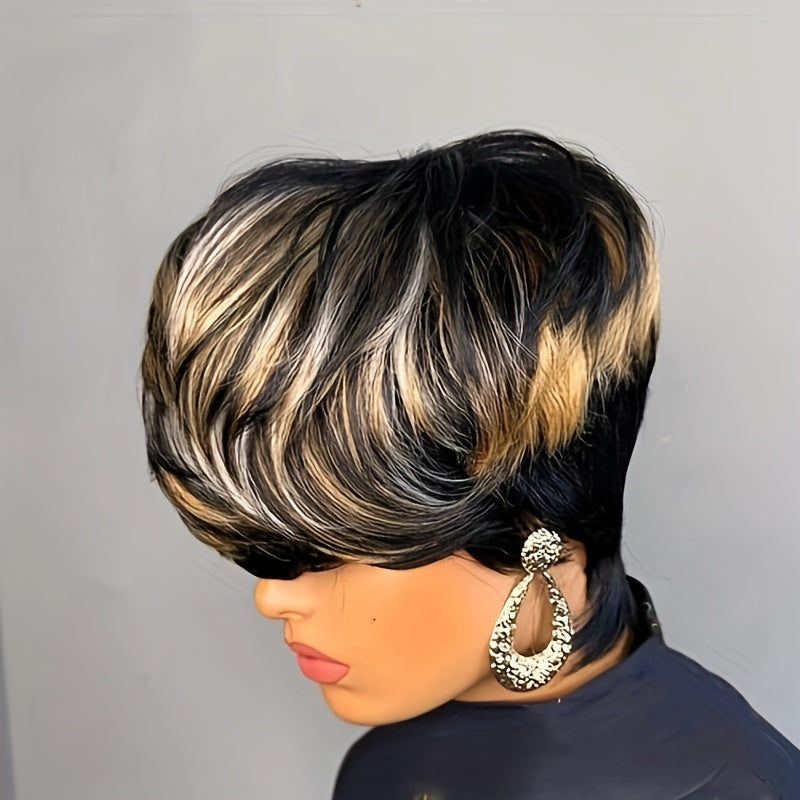 Short Pixie Cut Wig – 100% Brazilian Virgin Human Hair, Glueless, Layered, for Black Women