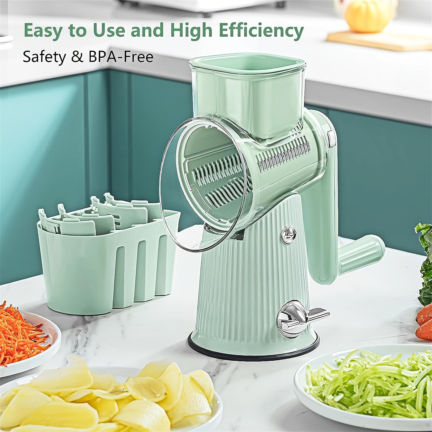 5-in-1 Manual Rotary Cheese Grater & Slicer
