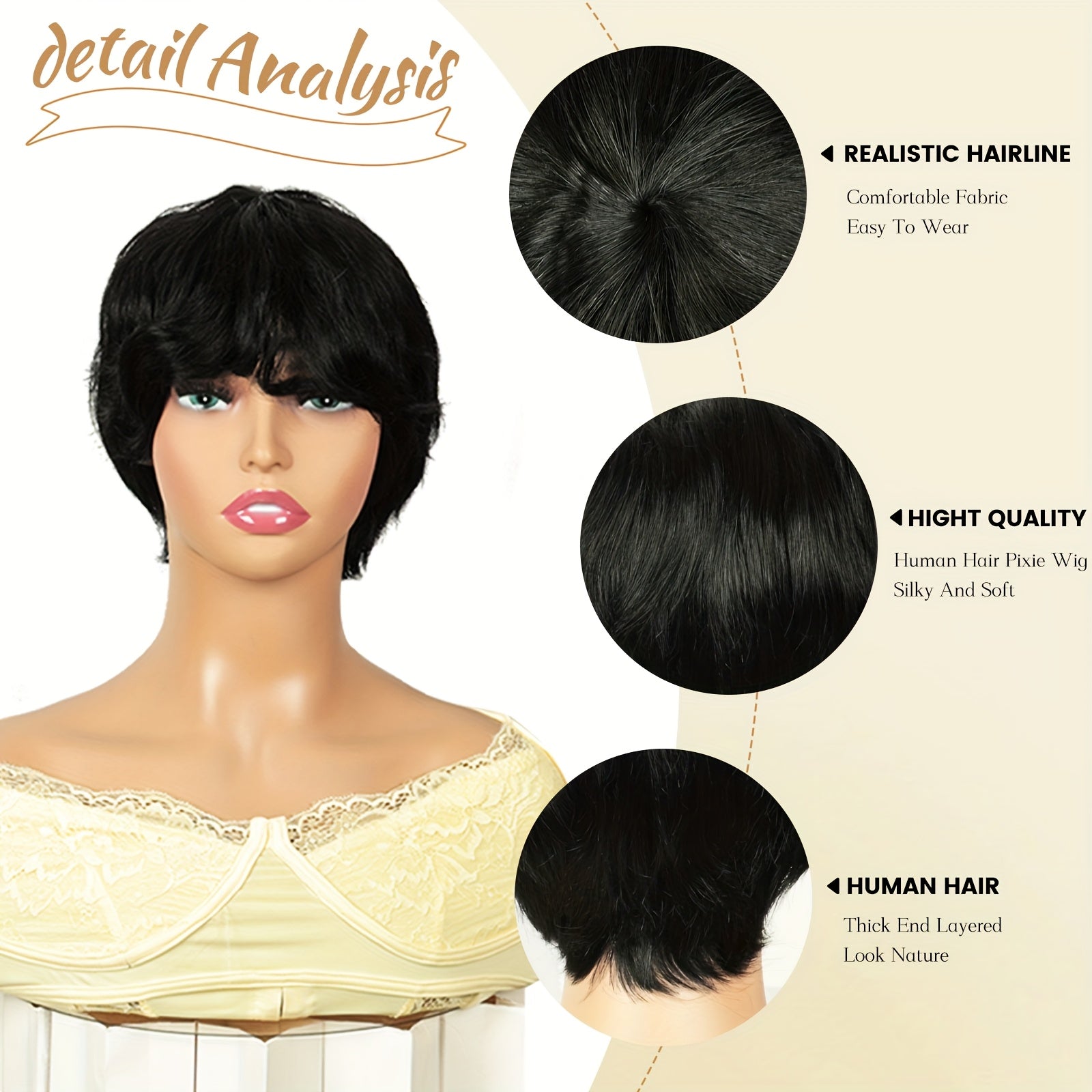 Glueless Pixie Bob Human Hair Wig – Pre-Plucked