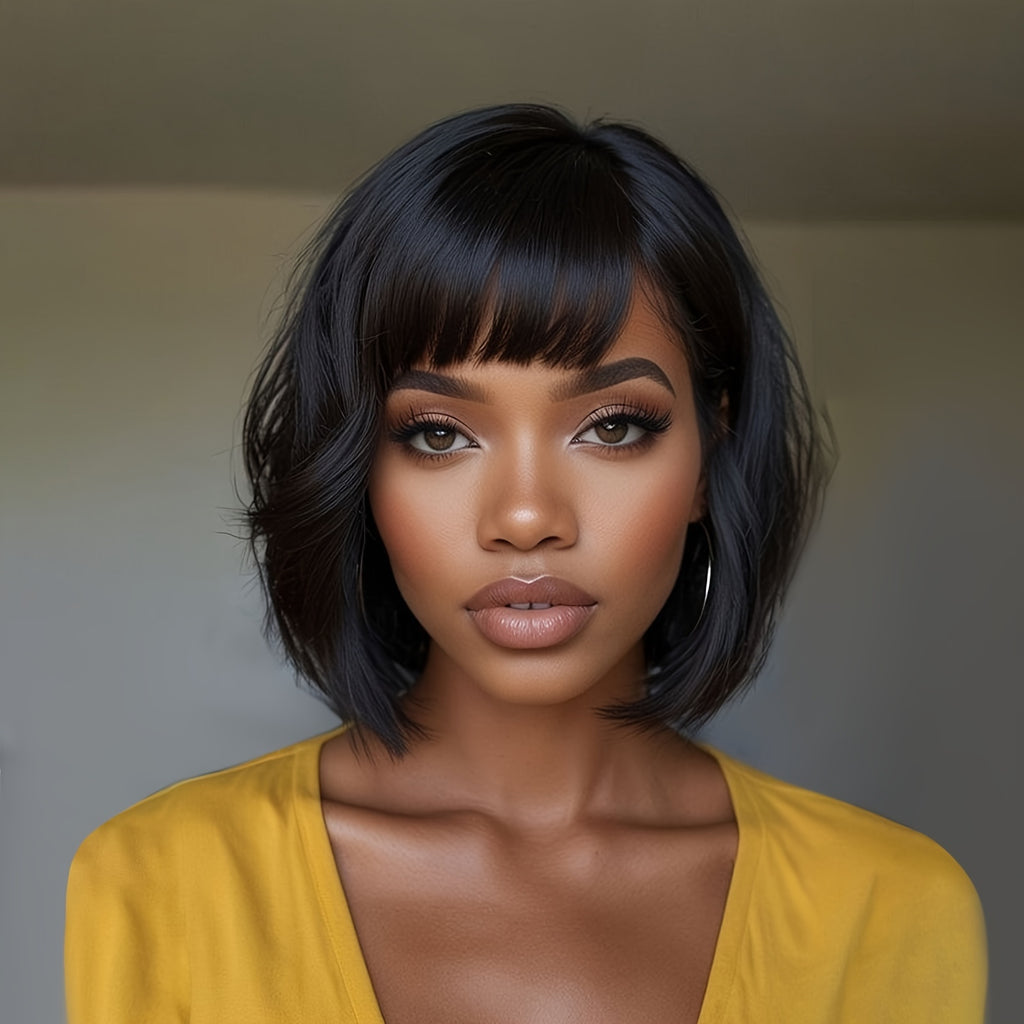 Glueless Pixie Bob Human Hair Wig – Pre-Plucked