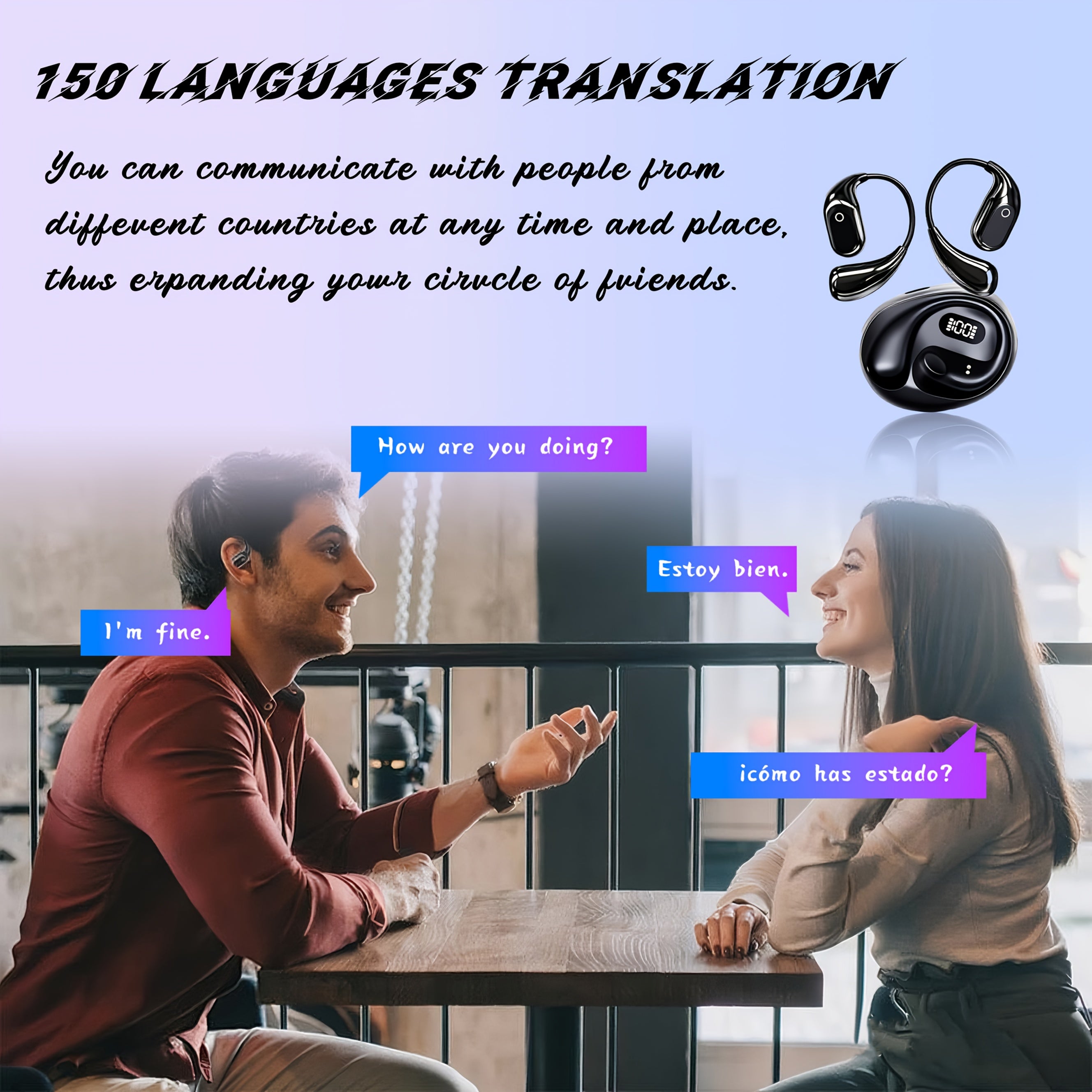 AI Translation Earbuds with Charging Case