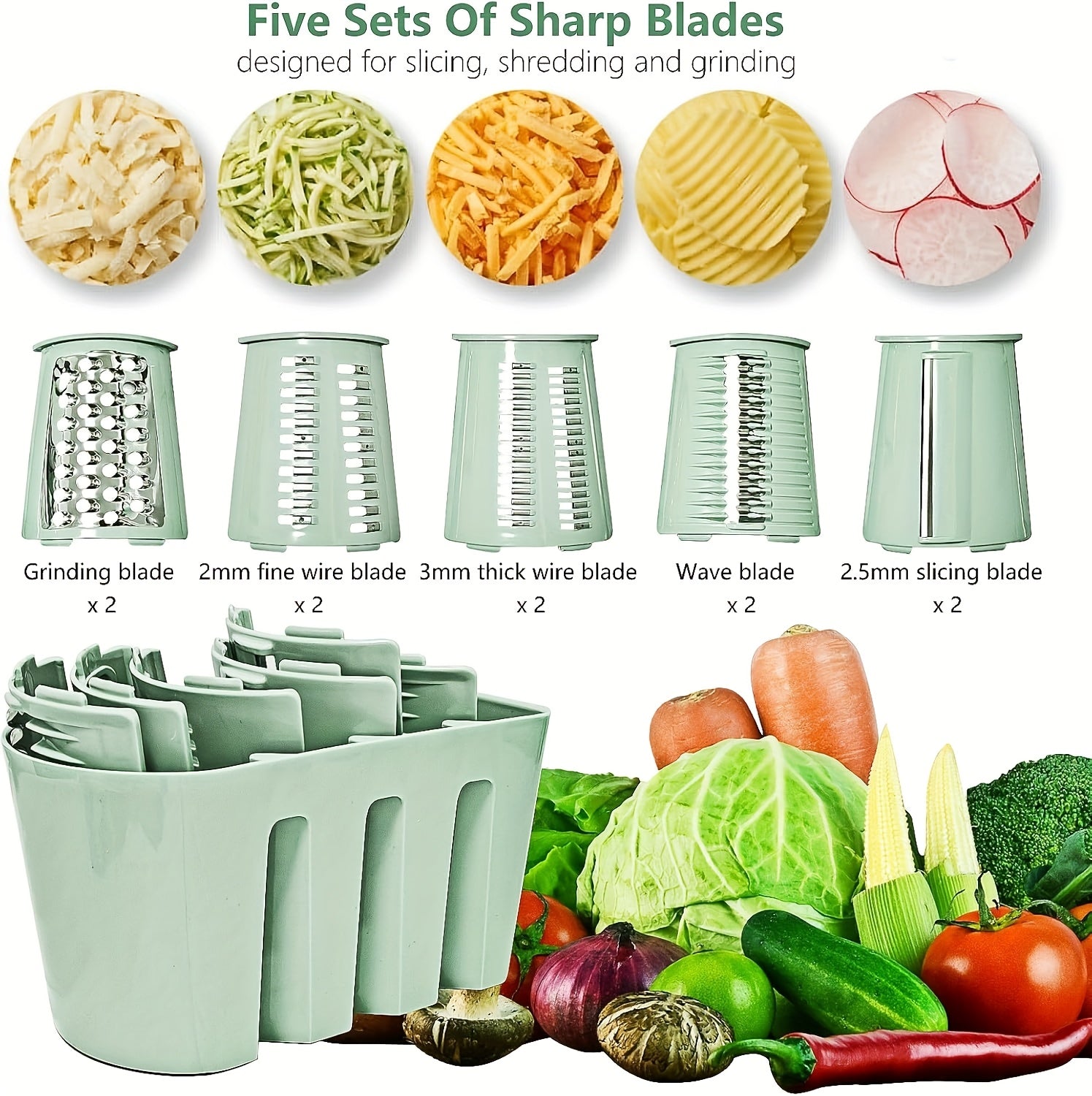 5-in-1 Manual Rotary Cheese Grater & Slicer