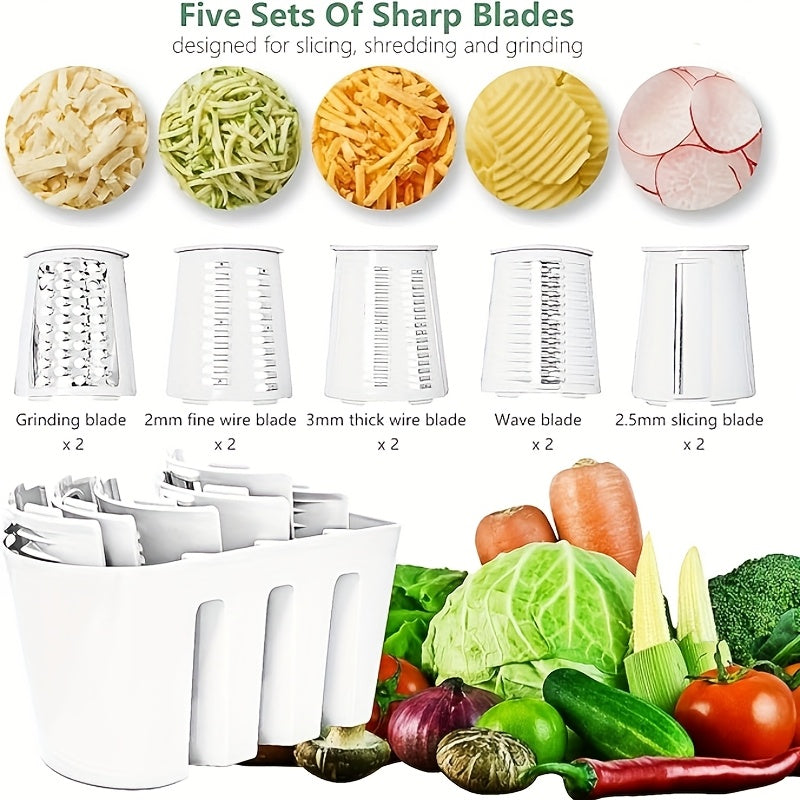 5-in-1 Manual Rotary Cheese Grater & Slicer