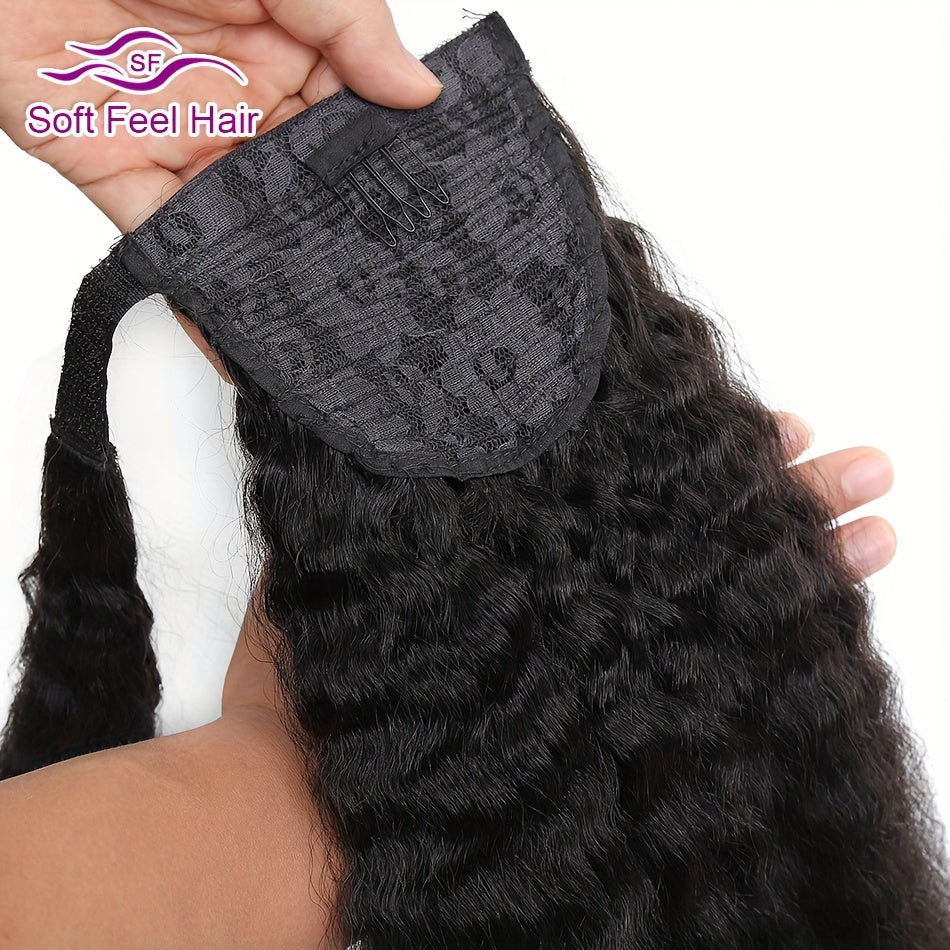 Kinky Straight Human Hair Wrap-Around Ponytail Extension