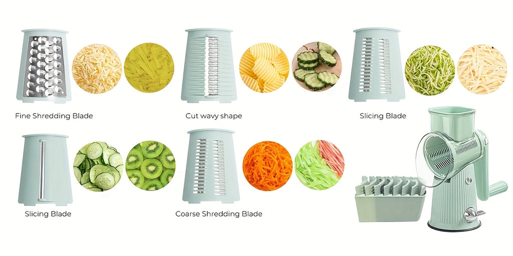 5-in-1 Manual Rotary Cheese Grater & Slicer