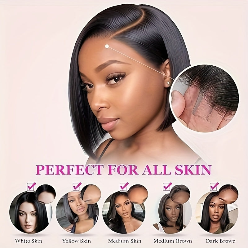 No-Glue HD Lace Bob Wig – 13x4 Transparent Lace, 180% Density