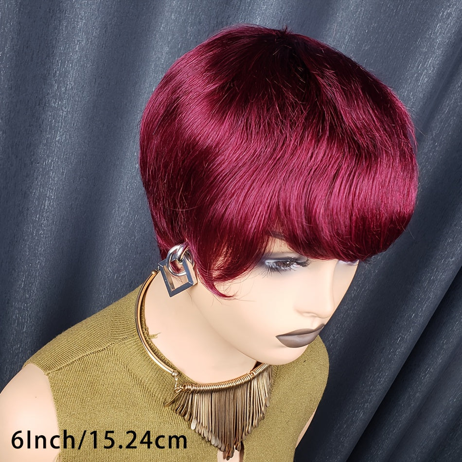 Short Pixie Cut Wig – 100% Brazilian Virgin Human Hair, Glueless, Layered, for Black Women