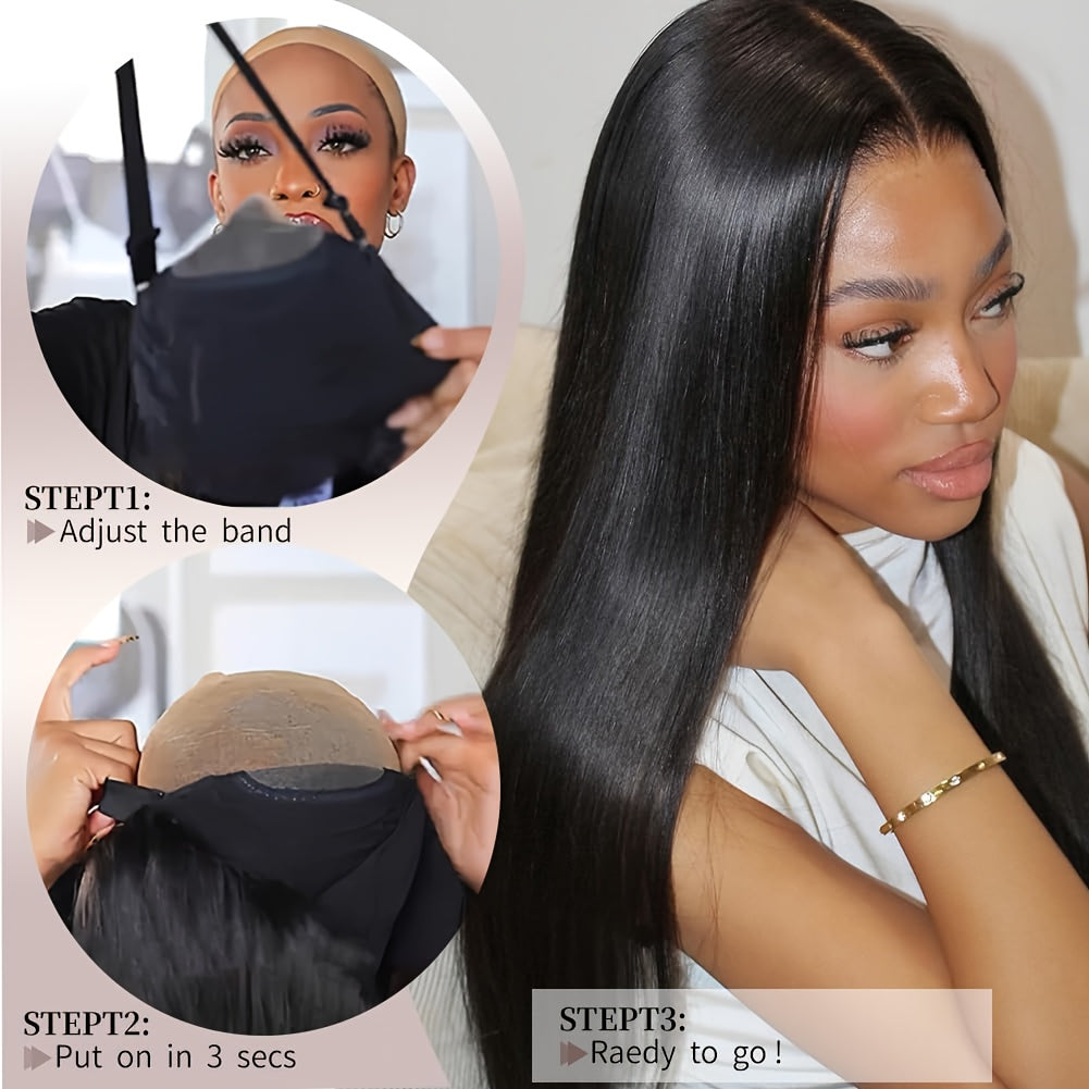 Ready-to-Wear Straight Glueless Human Hair Wig – 200% Density