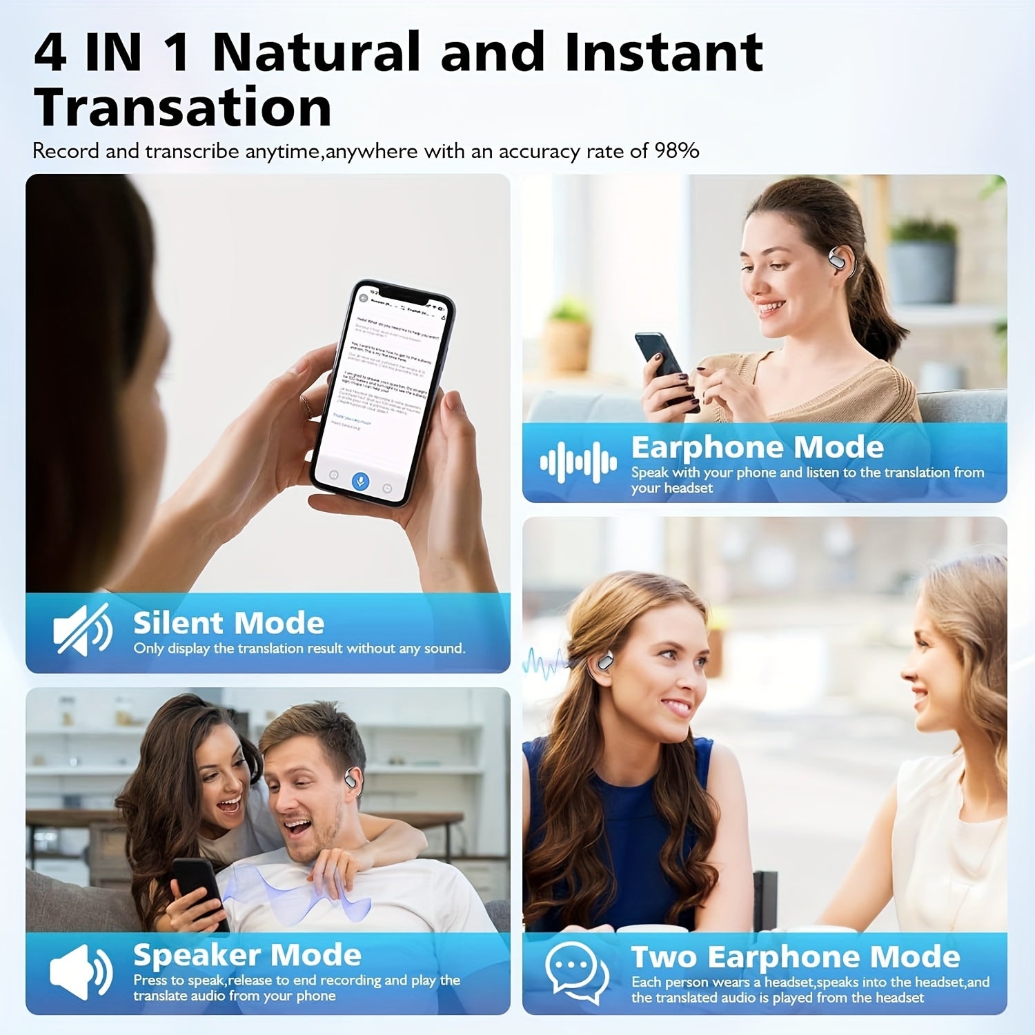 AI Real-Time Translation Earbuds – Wireless