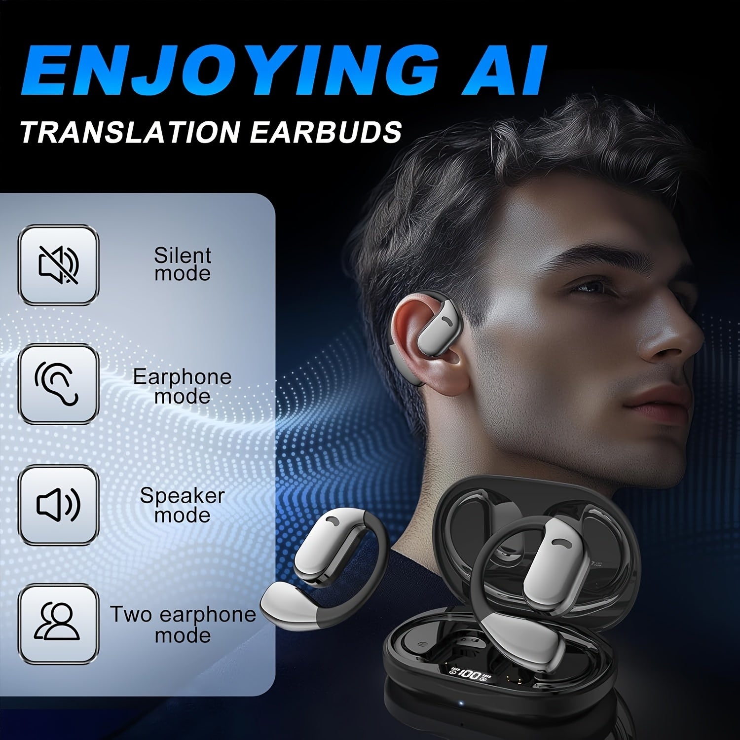 AI Real-Time Translation Earbuds – Wireless