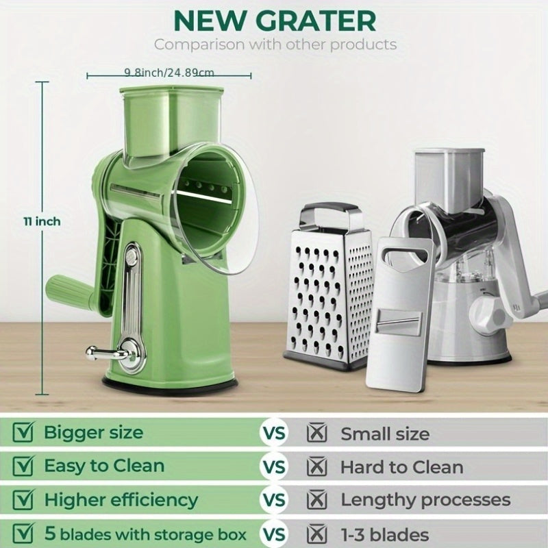 5-Blade Rotary Cheese Grater & Vegetable Slicer