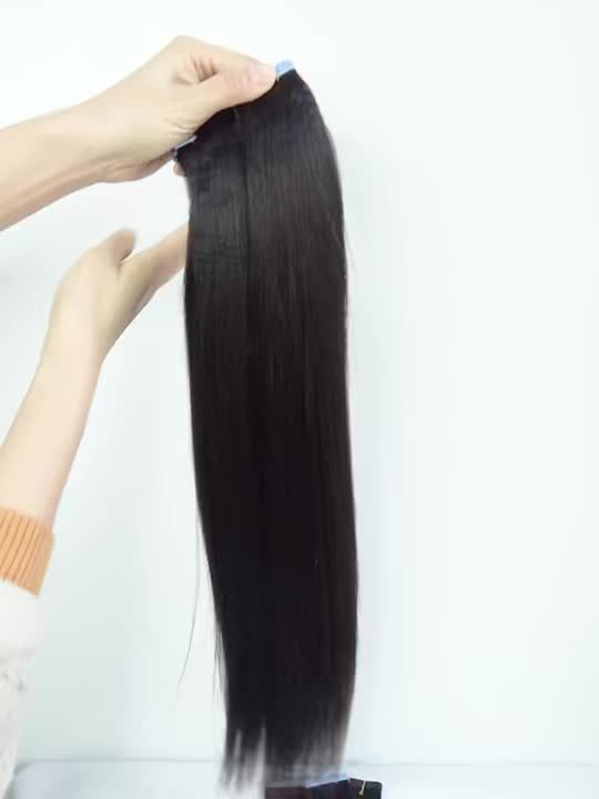 Genuine Human Hair Tape-In Extensions in Natural Black, Available in #1B, with 20pcs Ranging from 16 to 26 Inches