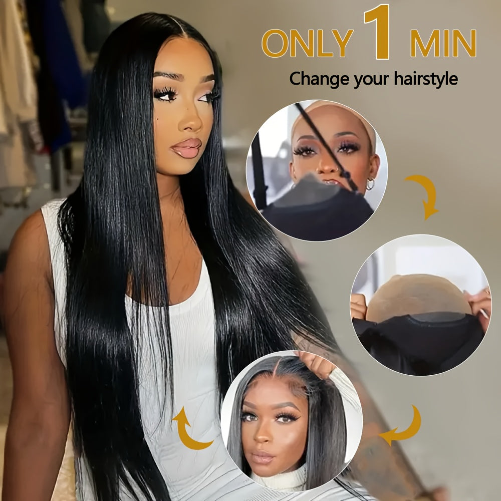 Ready-to-Wear Straight Glueless Human Hair Wig – 200% Density