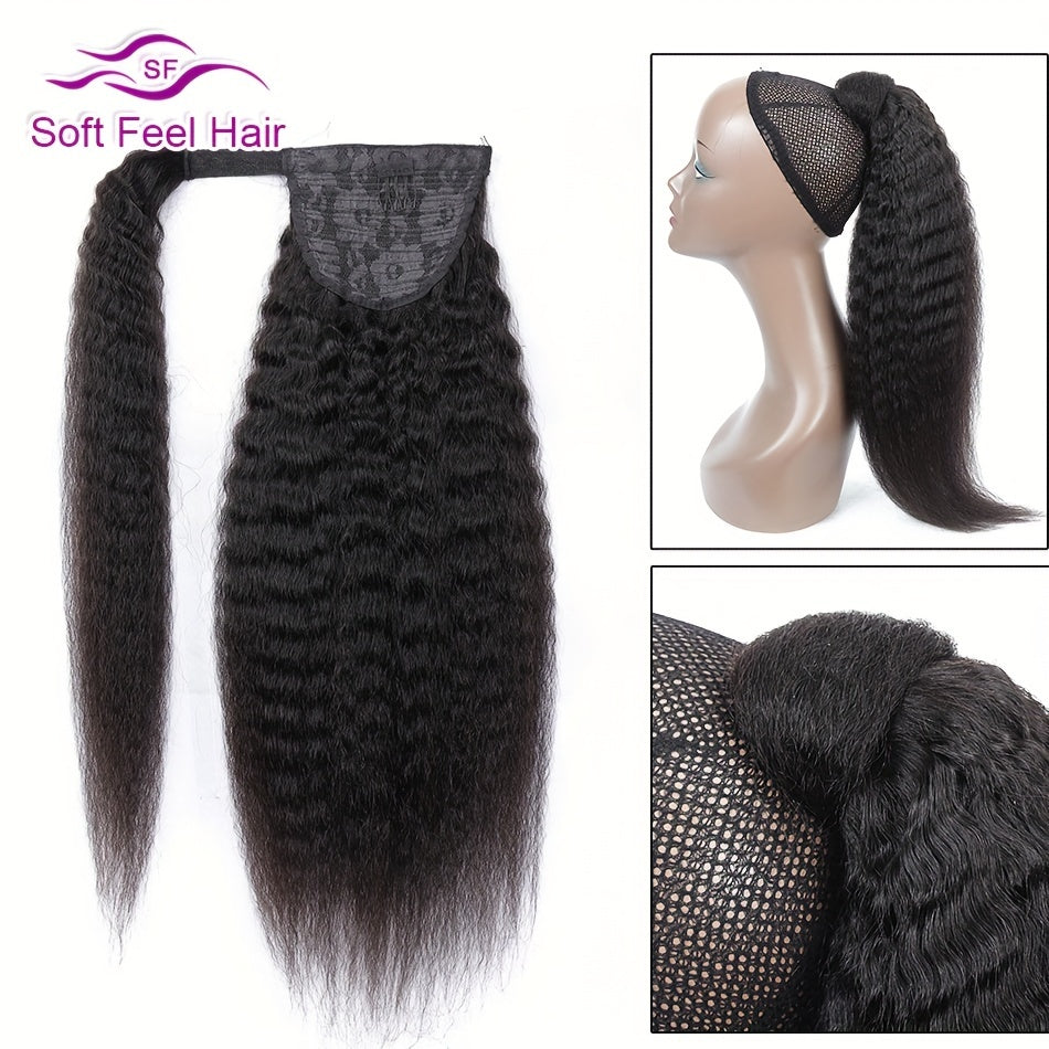 Kinky Straight Human Hair Wrap-Around Ponytail Extension