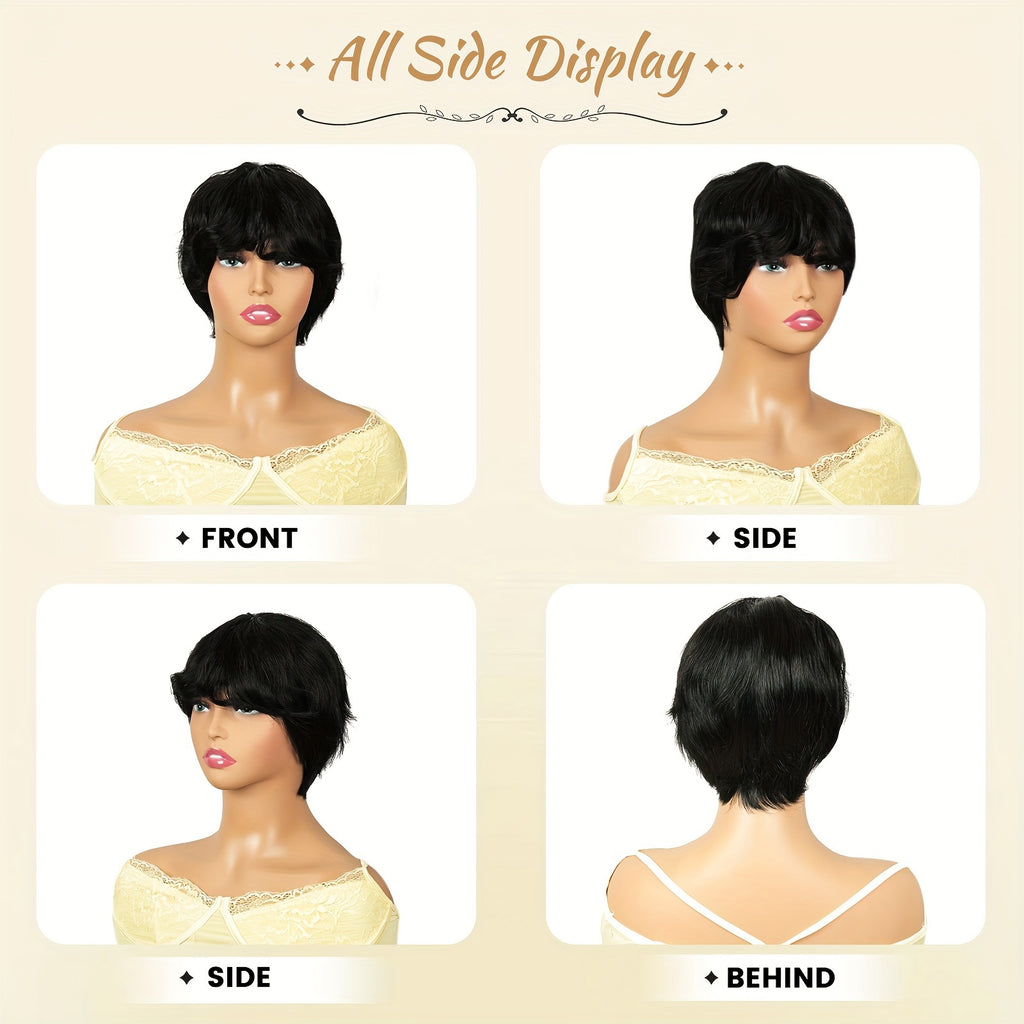 Glueless Pixie Bob Human Hair Wig – Pre-Plucked