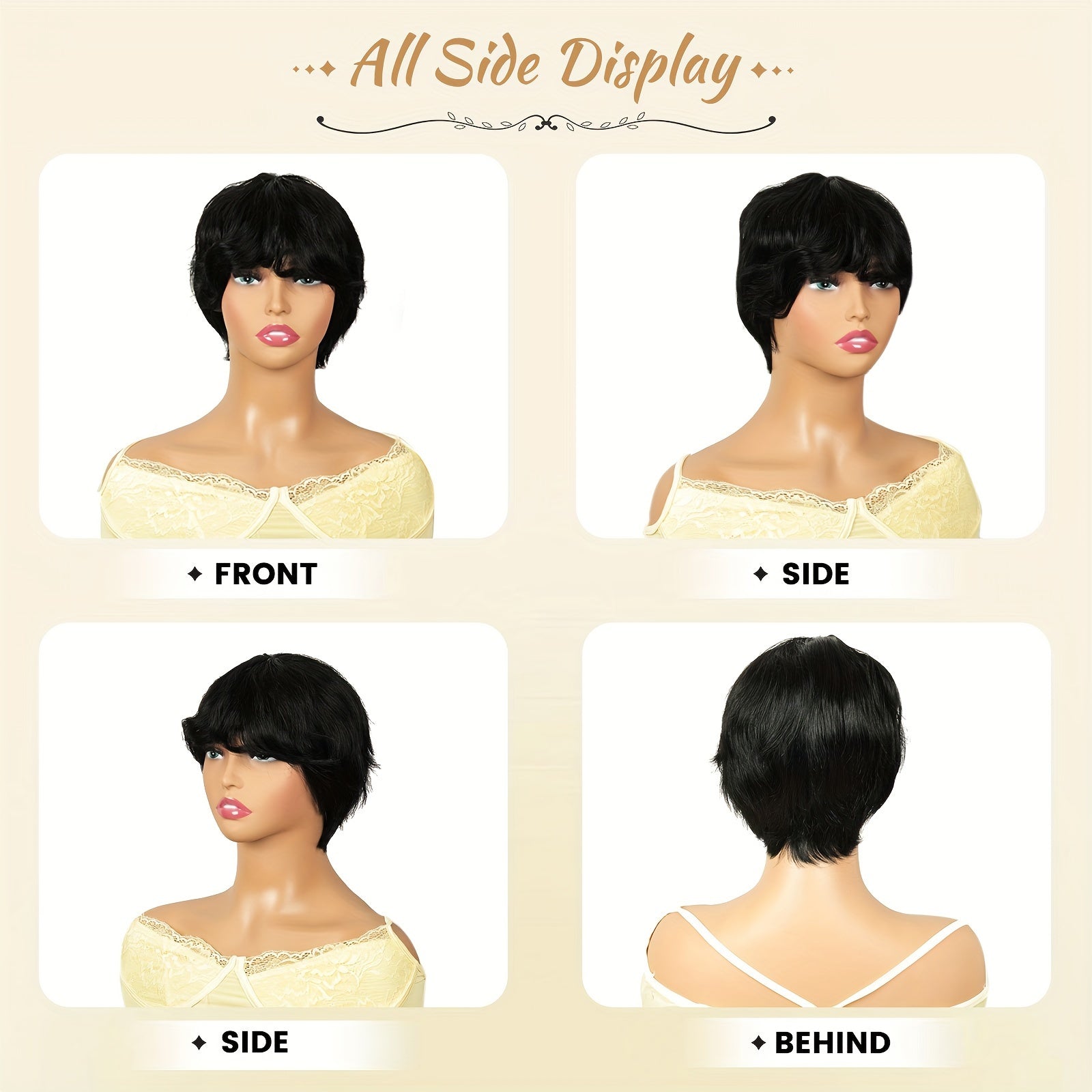 Glueless Pixie Bob Human Hair Wig – Pre-Plucked