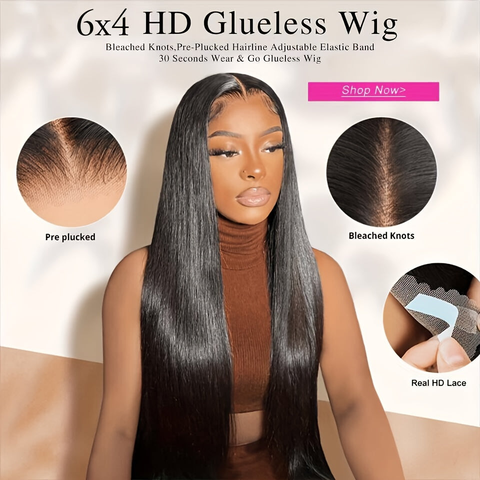 Ready-to-Wear Straight Glueless Human Hair Wig – 200% Density