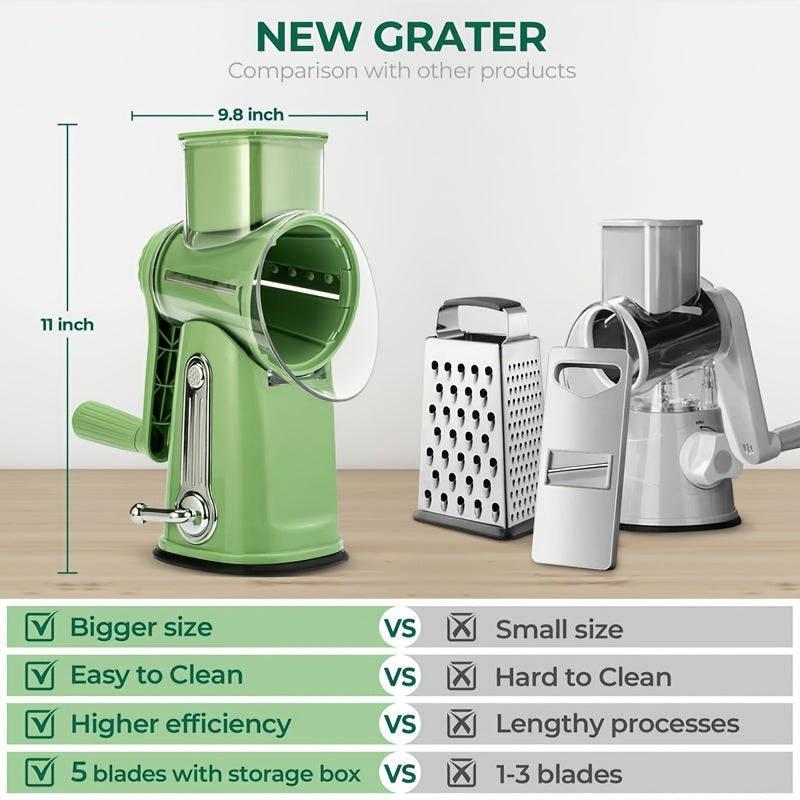 5-Blade Rotary Cheese Grater & Vegetable Slicer