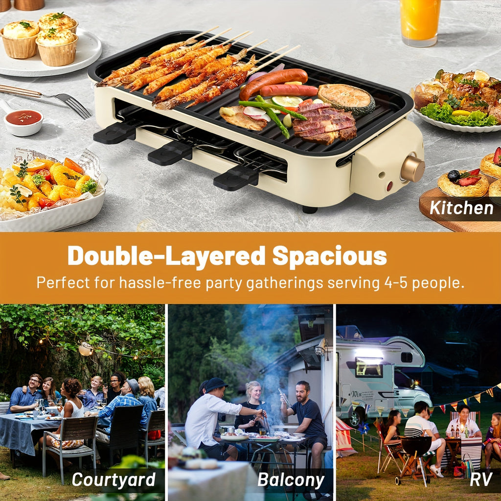 Smokeless Electric Indoor Grill – 2-in-1 Non-Stick Grill & Griddle for Home Cooking