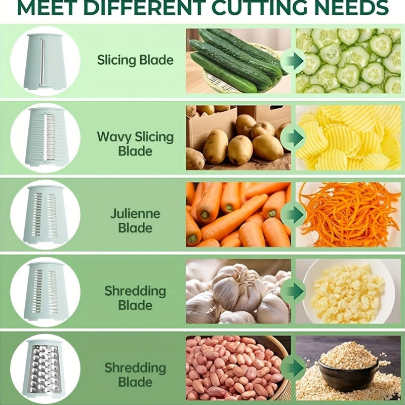 5-in-1 Manual Rotary Cheese Grater & Slicer