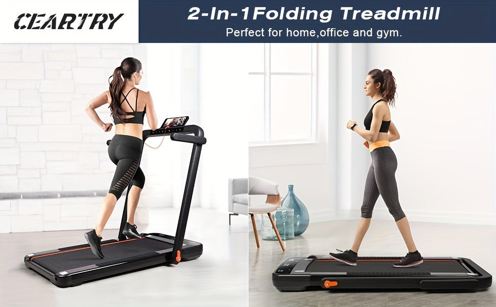 2-in-1 Foldable Under-Desk Treadmill – 300 lb Capacity | Walking Pad & Running Machine | Installation-Free | Black