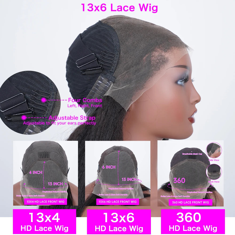 HD Lace Front Wig – Bone Straight Human Hair | 13x4, 13x6 & 360 | 180 & 200 Density | 20"–44"