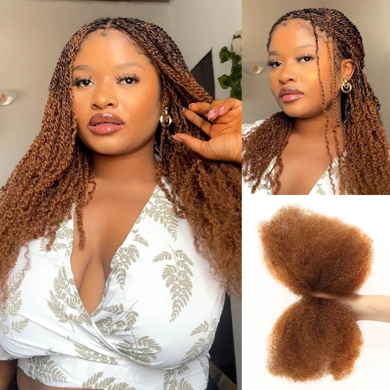 QVR Afro Kinky Bulk Human Hair for Braiding & Dreadlocks | 100% Brazilian Remy | 10-22 Inch | 9 Colors | 50g