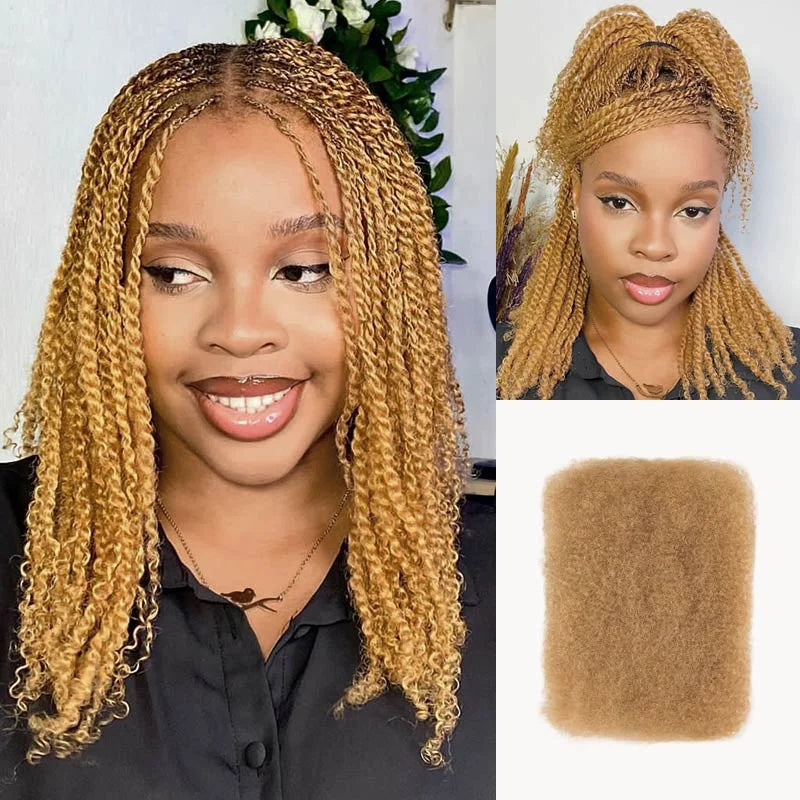 QVR Afro Kinky Bulk Human Hair for Braiding & Dreadlocks | 100% Brazilian Remy | 10-22 Inch | 9 Colors | 50g