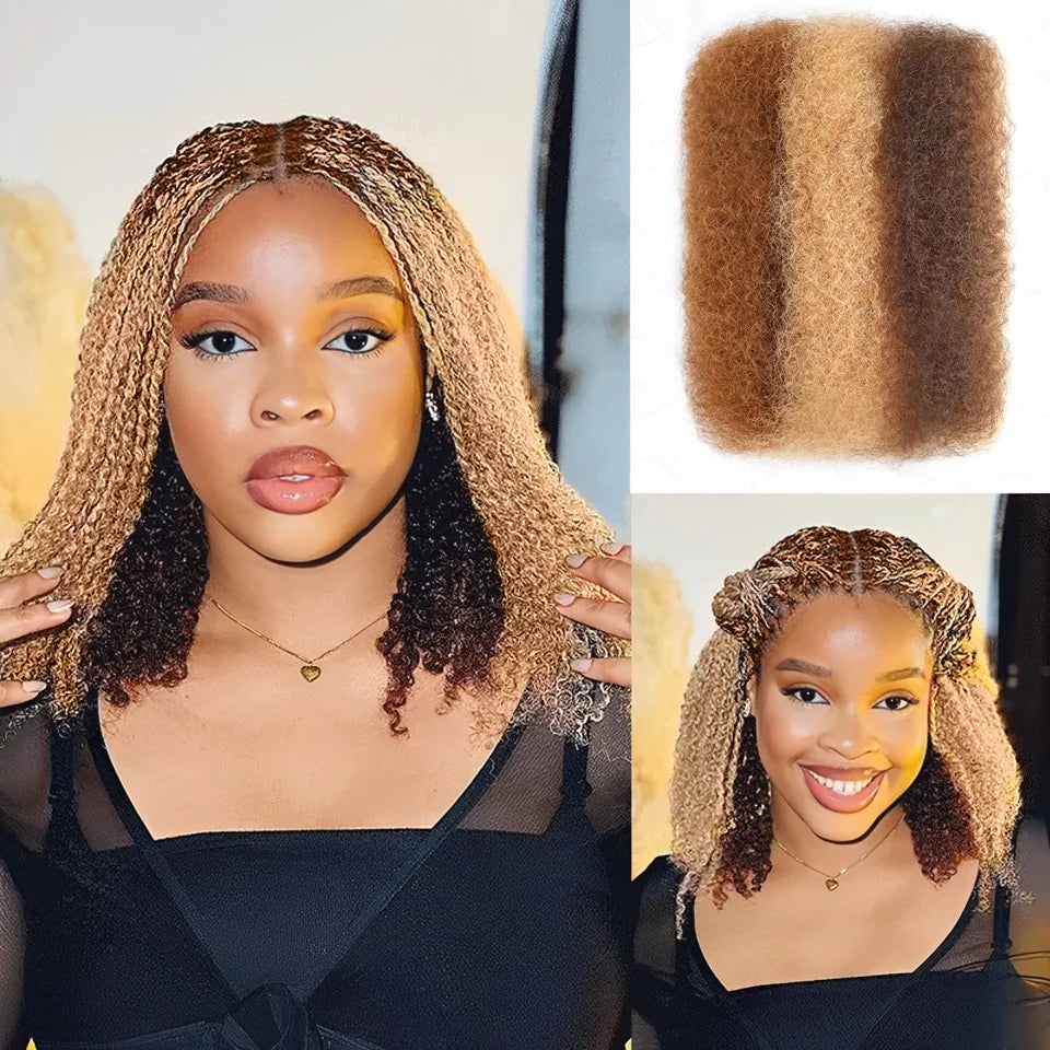 QVR Afro Kinky Bulk Human Hair for Braiding & Dreadlocks | 100% Brazilian Remy | 10-22 Inch | 9 Colors | 50g