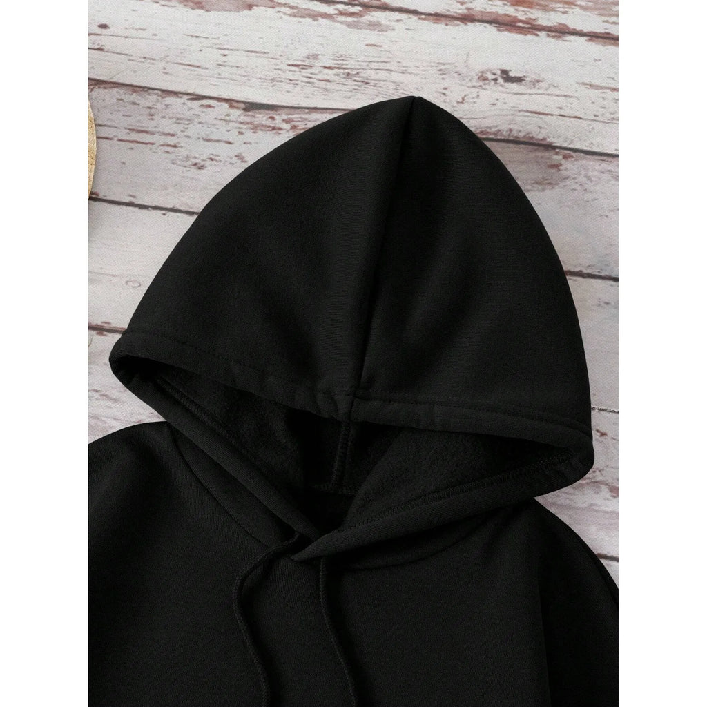 Men's Black Graphic Skull Pullover Hoodie – Fall & Winter Streetwear, Sizes S-3XL