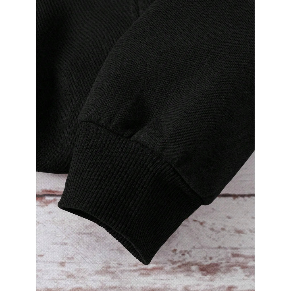 Men's Black Graphic Skull Pullover Hoodie – Fall & Winter Streetwear, Sizes S-3XL