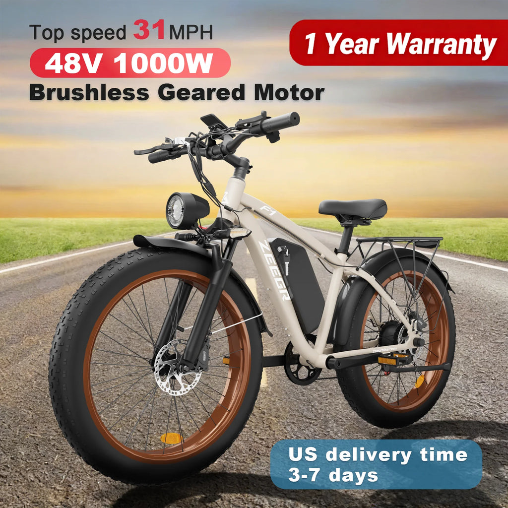 EOEOTWO 26" Fat Tire Electric Bike for Adults, 1000W Motor 1500W Peak, 48V 15Ah Battery, 34 MPH Max Speed, Up to 60 Miles Long Range