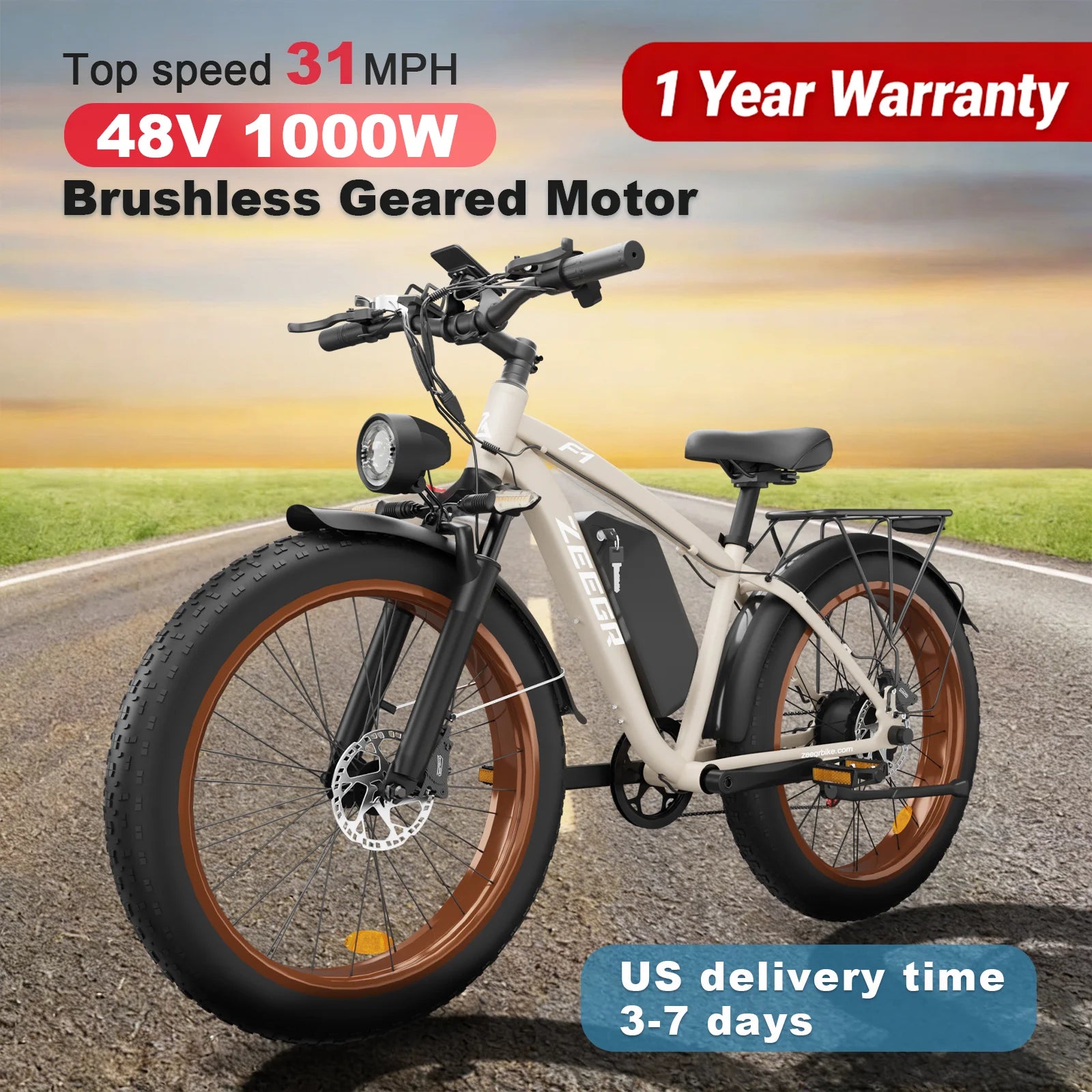 EOEOTWO 26" Fat Tire Electric Bike for Adults, 1000W Motor 1500W Peak, 48V 15Ah Battery, 34 MPH Max Speed, Up to 60 Miles Long Range
